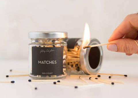 Charm Bottle Jar Fire Matches With Labels