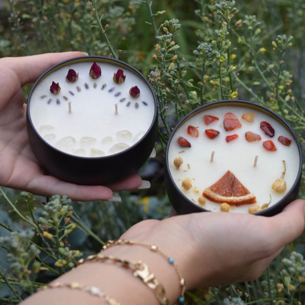 Candles with Crystals Stone